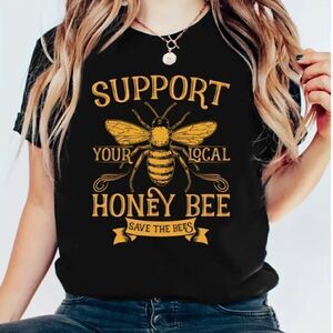Honey Bee Black Gold T Shirt Bumble Buzz Trendy Summer Casual